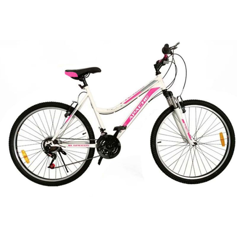 Bicyclette VTT PRADO Apache Pour Dame 18 Vitesse 24''  Blanc/Rose