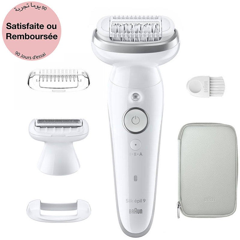 Épilateur Rechargeable BRAUN Silk épil 9 Wet & Dry - Blanc