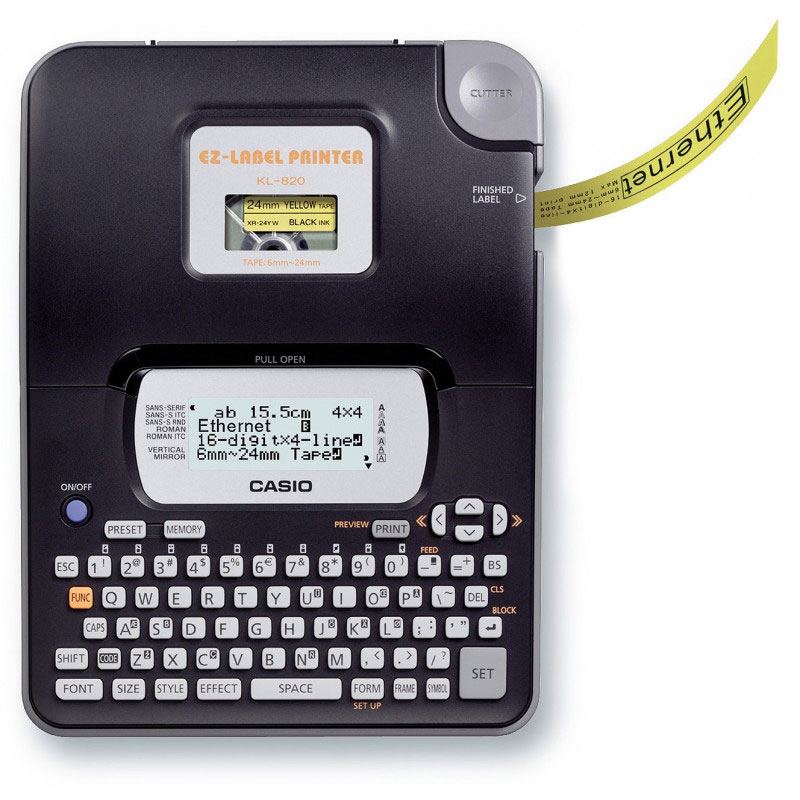  Étiqueteuse CASIO KL-820 Avec LCD 3 lignes 200 dpi - Noir