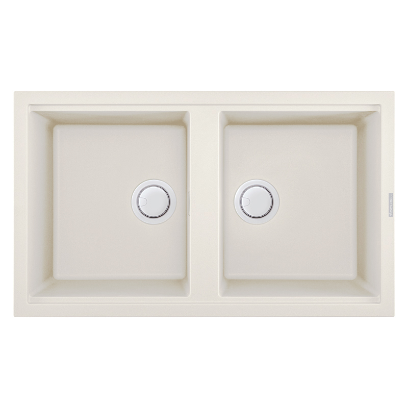 Focus SMART 90W - Évier 2 bacs, 86 cm, Granitek blanc, sur plan, Photo boutique MyTek chez MyTek