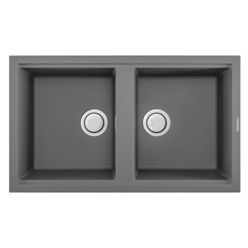 Évier De Cuisine Encastrable FOCUS Graniteck 2 Bacs - Titanium
