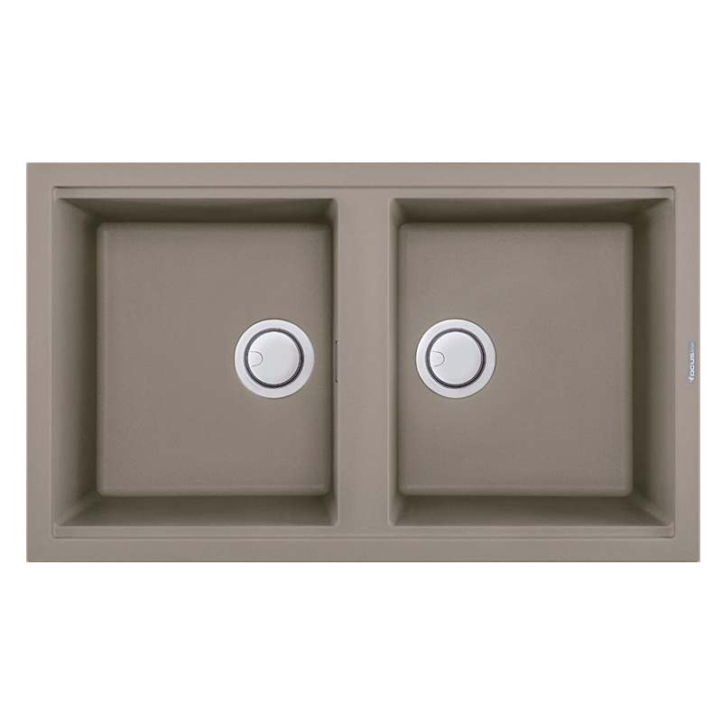 Évier De Cuisine Encastrable FOCUS Graniteck 2 Bacs - Tortora