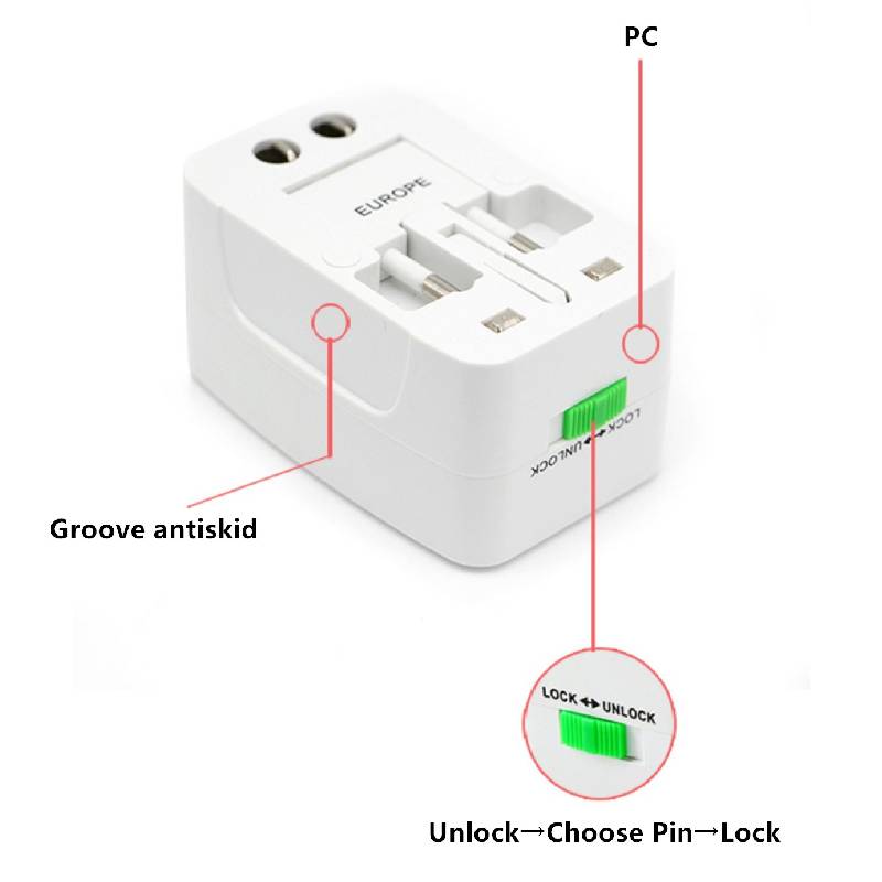 Adaptateur De Voyage Universel Tout En Un Avec 1 Port USB - Blanc - Image 3