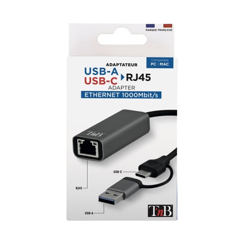 Adaptateur Réseau TNB TCRJ45C Type-C Vers RJ45 - Gris - Image 3