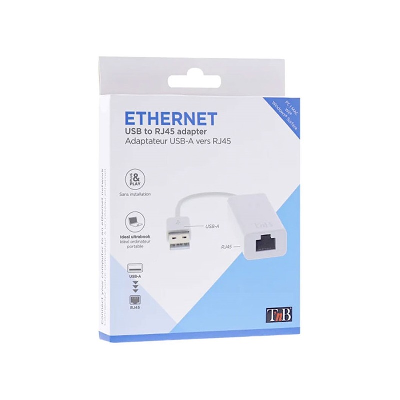 Adaptateur Réseau TNB ADAUSBRJ45 USB 2.0 vers RJ45 - Blanc - Image 2