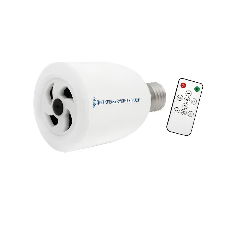 Ampoule LED Haut Parleur Bluetooth Avec Télécommande - Blanc