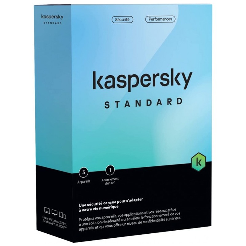 Antivirus KASPERSKY Standard 3 Postes / 1an (KL10418BCFS-25FFPMAG)