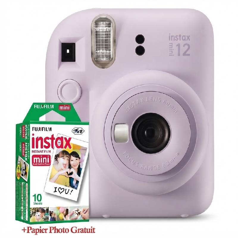 Appareil Photo Instantané FUJIFILM INSTAX Mini 12 Violet + Papier Photo Gratuit, Photo boutique MyTek chez MyTek