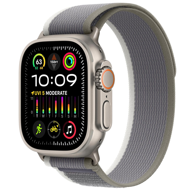 APPLE Watch Ultra 2 49mm - Boitier En Titane Et Bracelet Boucle Trail Vert Gris S/M