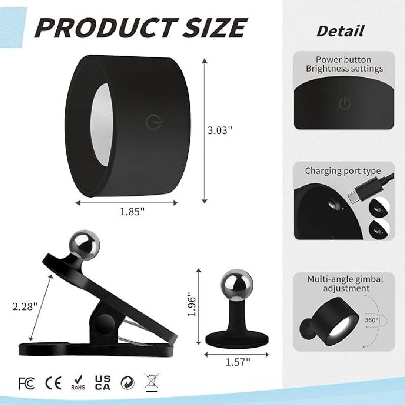 Applique Murale LED RGB Rechargeable Sans Fil Rotation 360° - Image 5