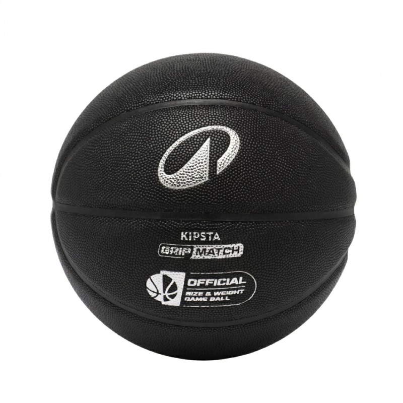 Ballon De Basketball KIPSTA Taille 7 GRIP MATCH BT500X - Noir Argent