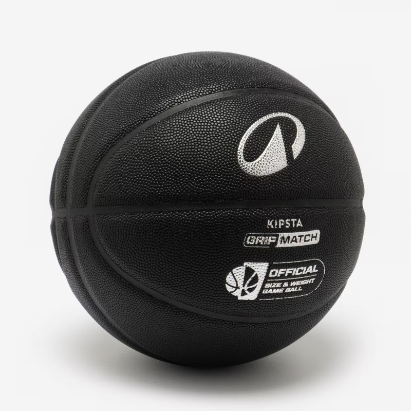 Ballon De Basketball KIPSTA Taille 7 GRIP MATCH BT500X - Noir Argent - Image 3