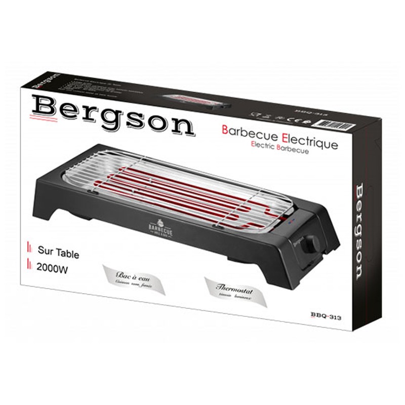 Barbecue De Table Électrique BERGSON BBQ-313 2000W - Noir - Image 2