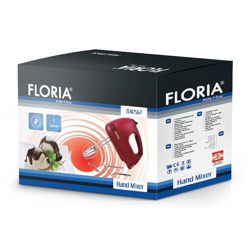 Batteur À Main Sans Bol FLORIA ZLN7567 150W - Blanc - Image 2