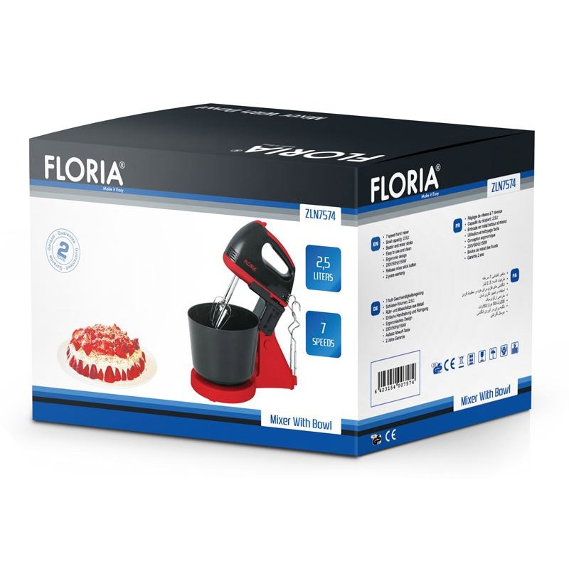 Batteur avec Bol FLORIA ZLN7574 150W - Noir - Image 2