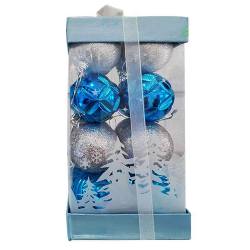 Boule de Décoration Pour Sapin Arbre de Noël - Blanc&Bleu (BDN14)