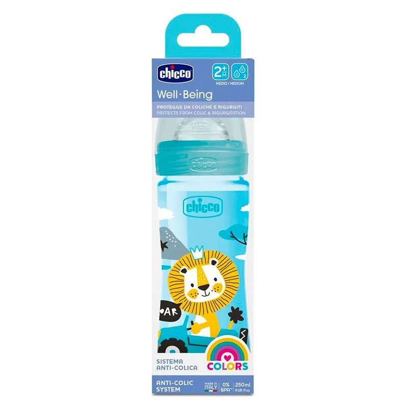 Biberon CHICCO Lion Anti-Coliques Bleu- 250ml - Image 3