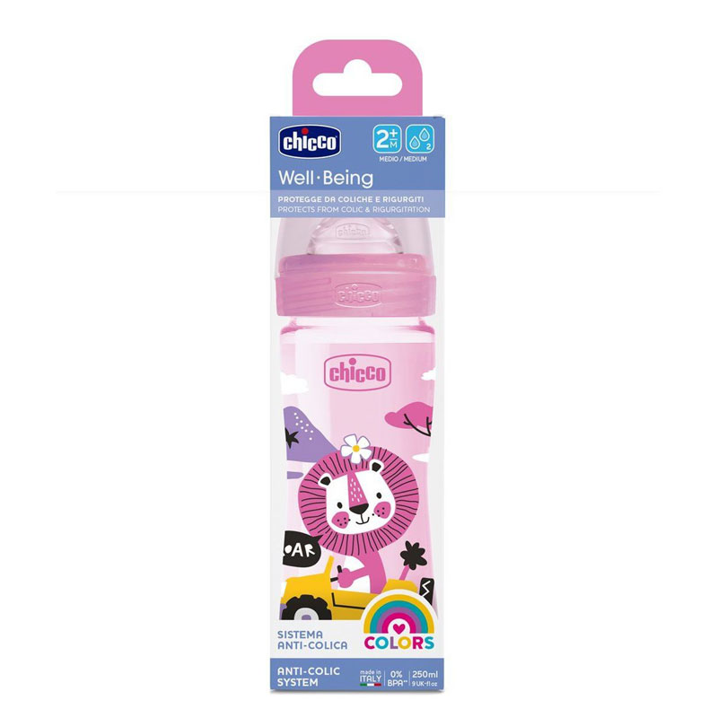 Biberon CHICCO Lion Anti-Coliques Rose - 250ml - Image 3