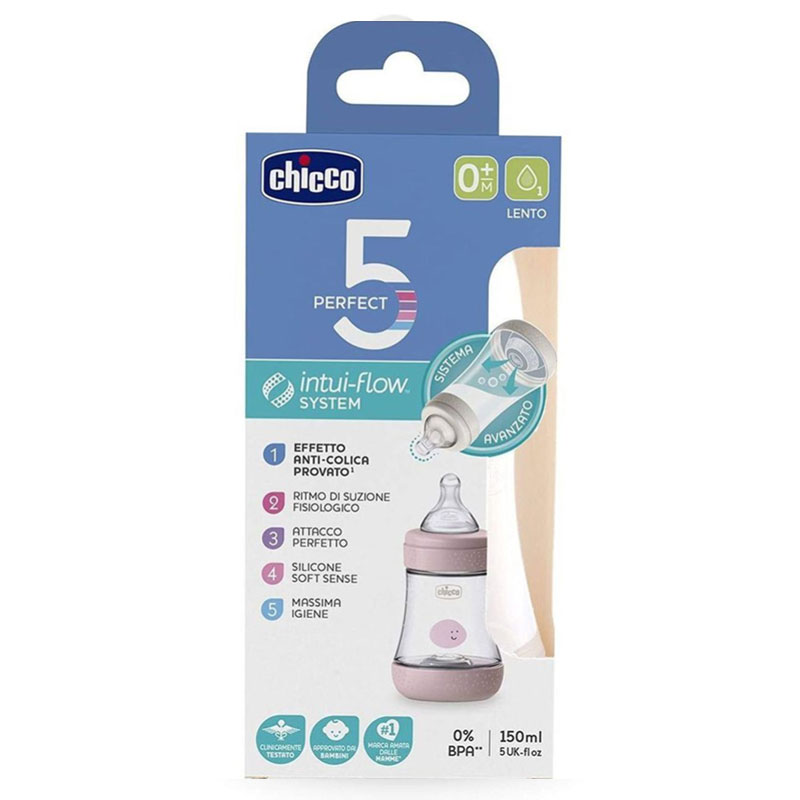 Biberon CHICCO Perfect 5 Anti-Coliques Rose - 150ml - Image 2
