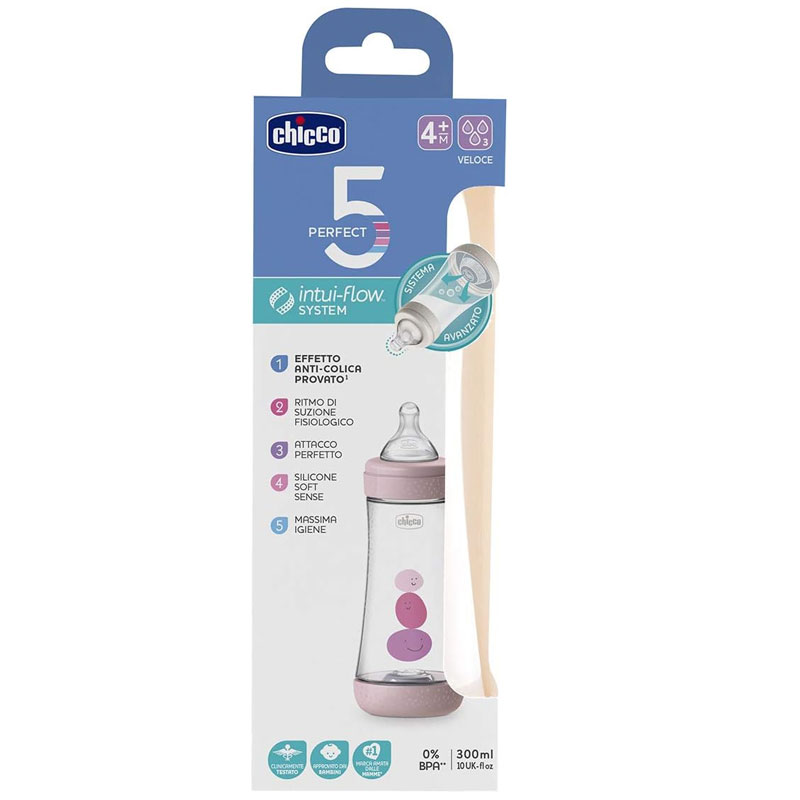 Biberon CHICCO Perfect 5 Anti-Coliques Rose - 300ml - Image 2