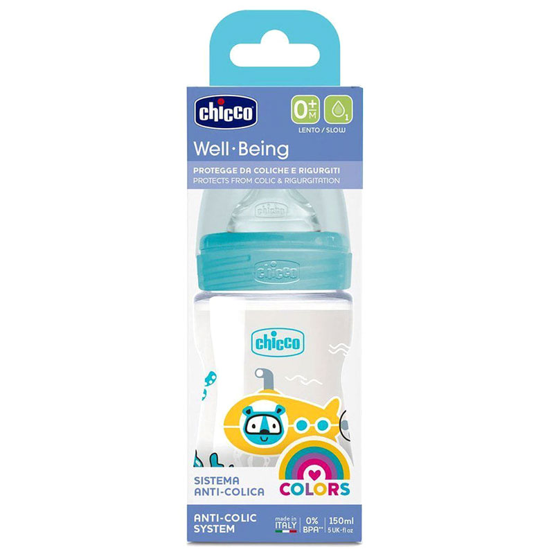 Biberon CHICCO Sous-marin Anti-Coliques Bleu- 150ml - Image 2