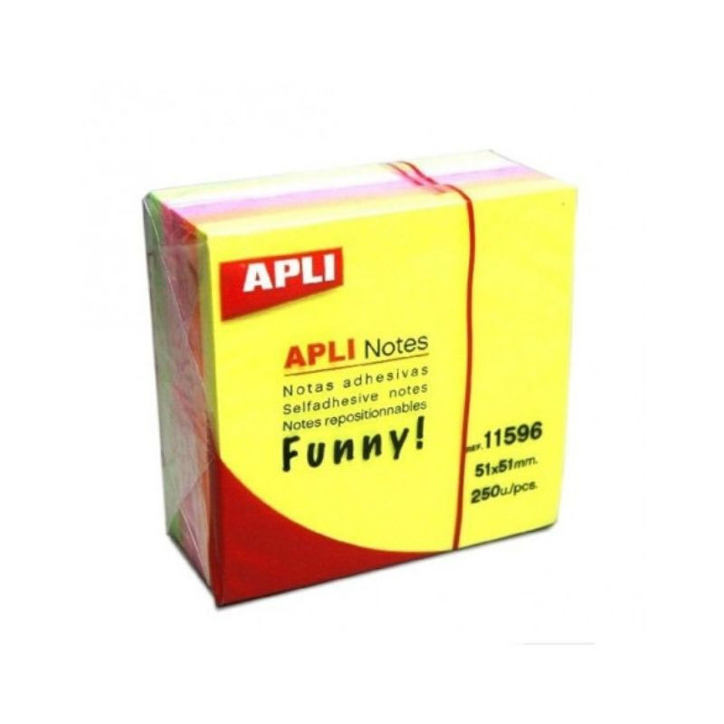 Notes Autocollantes APLI 51X51 Cube Brillant ASS 250F