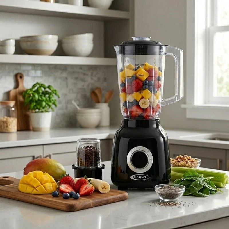 Blender 2en1 FLORENCE R-2822 1000W 1.5L Avec Moulin - Noir - Image 2