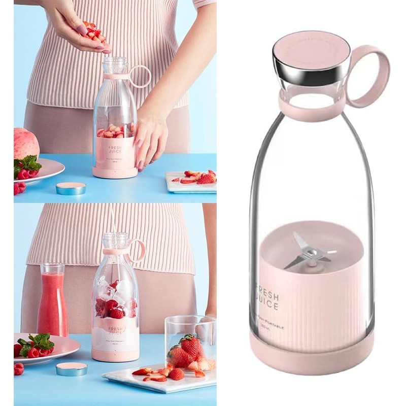 Blender Portatif Sans Fil 500ml en Verre - Rose - Image 3