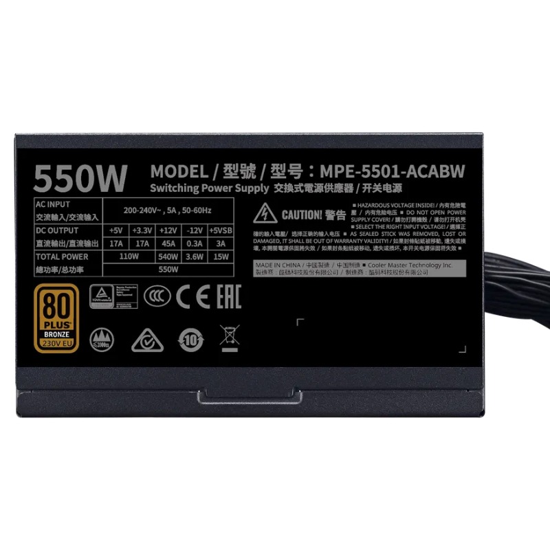 Bloc D'Alimentation COOLER MASTER MWE 550 Bronze - V2 230V - Image 5