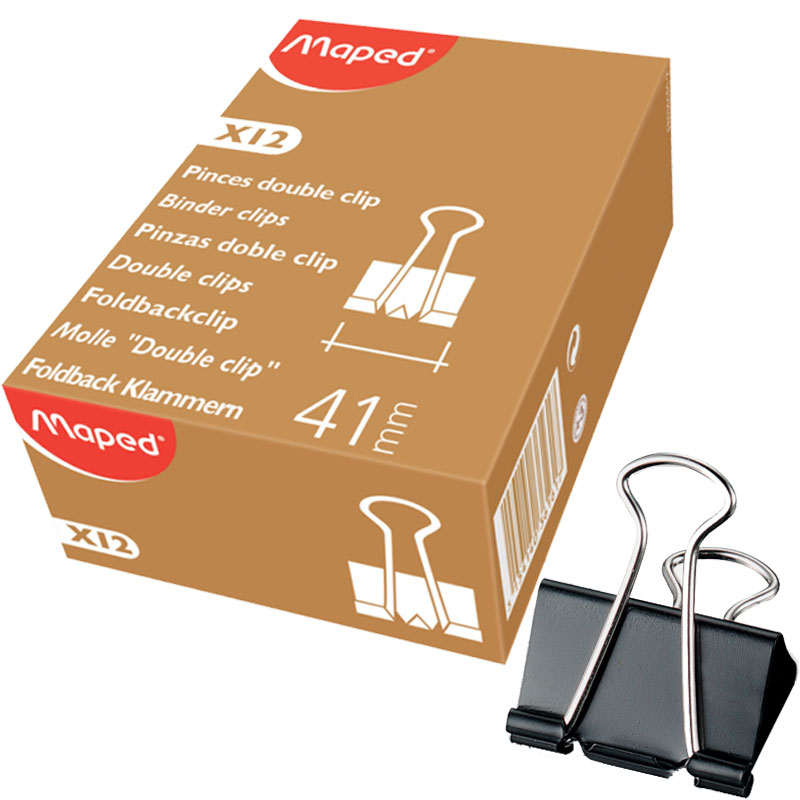 Boîte de 12 pince double clip MAPED 41mm 