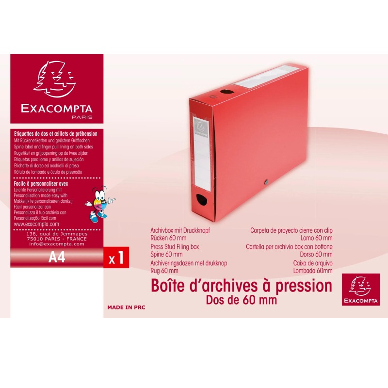 Boite D'archives EXACOMPTA A4 PP Dos60 - Rouge - Image 3