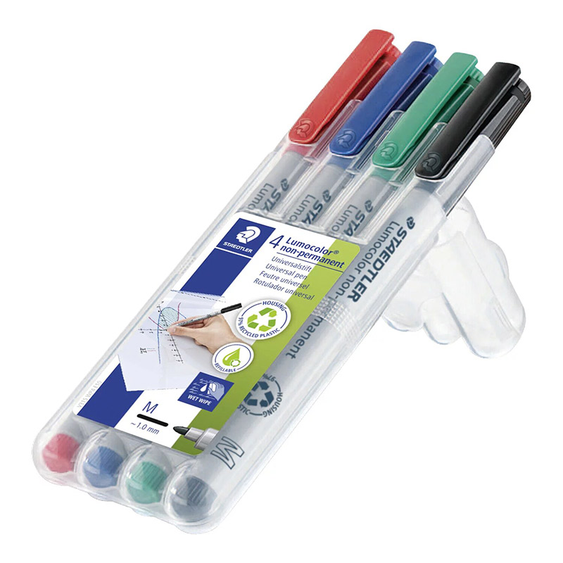 Boîte de 4 Stylos STAEDTLER Lumocolor non-permanent universal M 