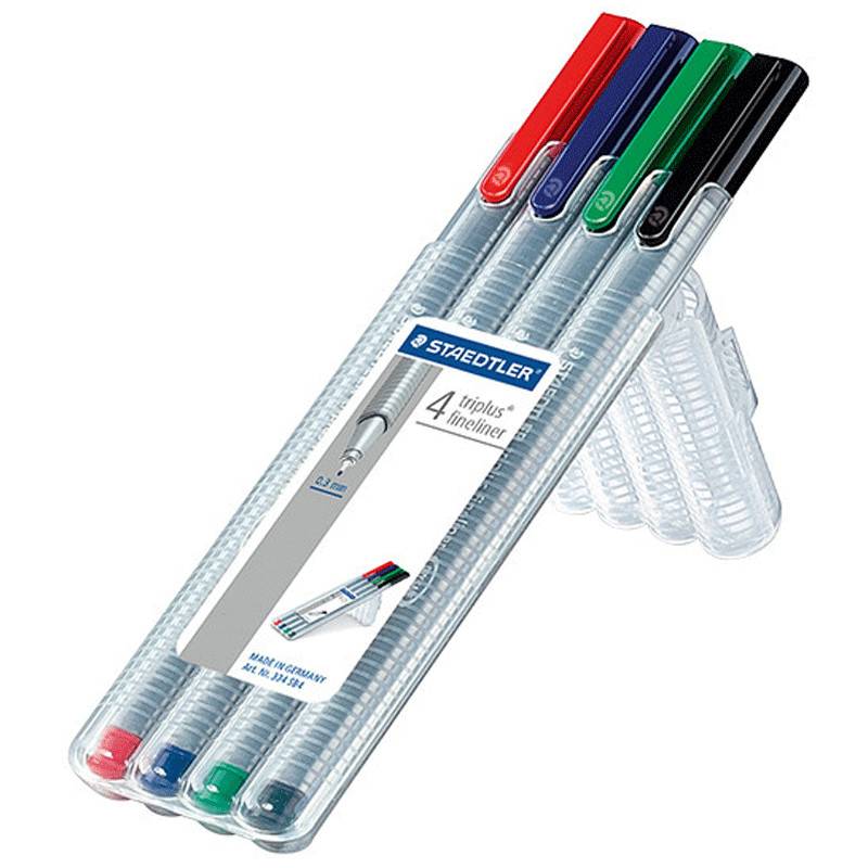 Boîte de 4 stylos STAEDTLER Triplus Fineliner - Assortis