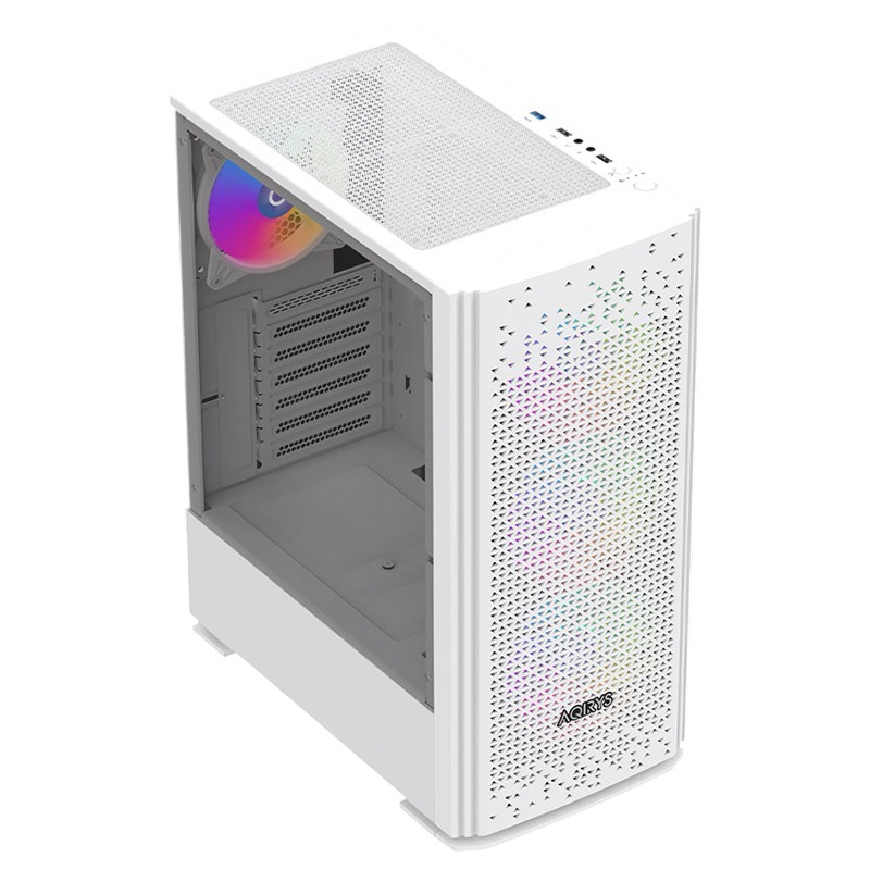 Boitier Gamer AQIRYS GACRUX Moyen Tour 4 Fans RGB - Blanc - Image 4
