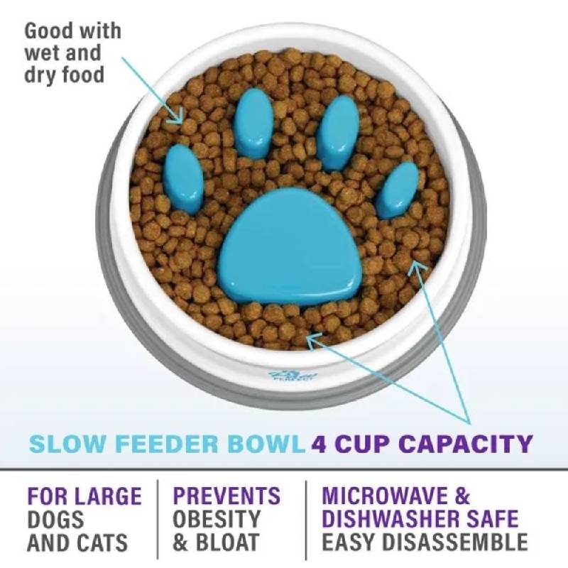 Bol d'Alimentation Lente pour Chiens et Chats - Bleu - Image 4