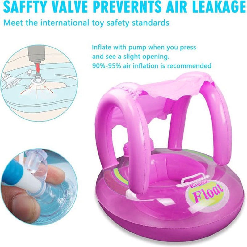 Bouée Gonflable pour Bébé Baby Boat Avec Capote - Rose - Image 3