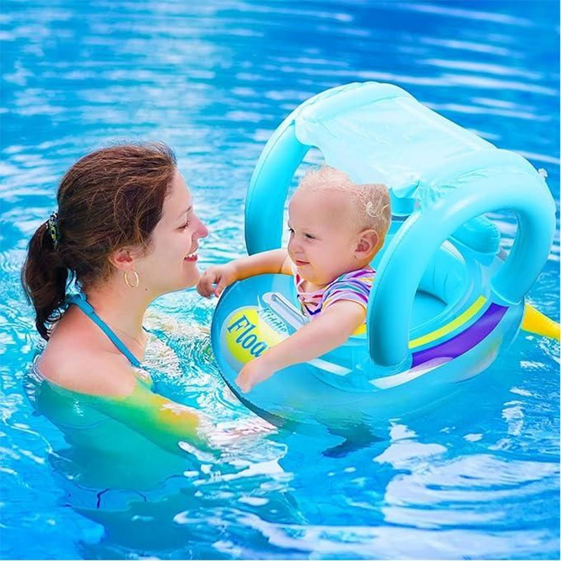 Bouée Gonflable pour Bébé Baby Boat Avec Capote - Bleu - Image 2