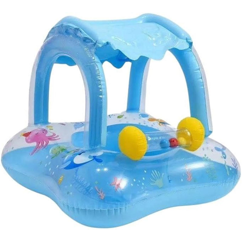 Bouée Gonflable pour Bébé Baby Square Boat Avec Capote - Bleu