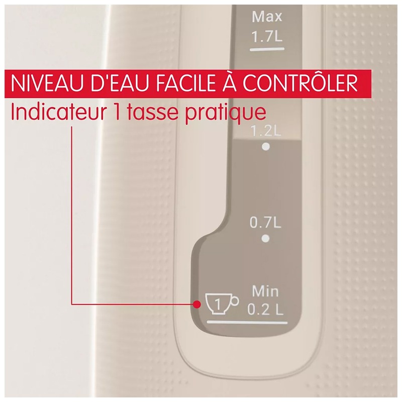 Bouilloire Électrique MOULINEX Morning 2400W 1.7L - Gris Chaud - Image 3