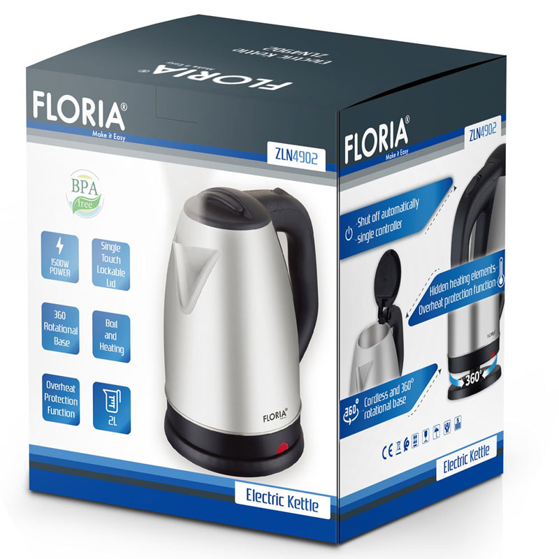 Bouilloire Sans Fil FLORIA ZLN4902 2 Litres - Inox - Image 4