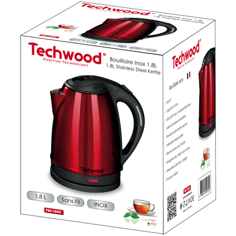 Bouilloire Sans fil TECHWOOD TBI-1855 1500W - Rouge - Image 2