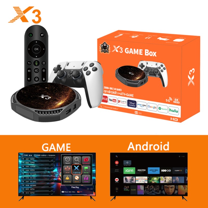 Box Android TV X3 8K + Console De Jeux Avec 2 Manettes - Image 2