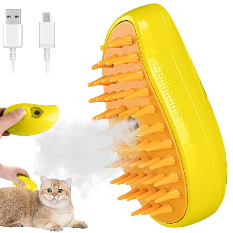 Brosse à Vapeur QC-06 3 en 1 pour Chats & Chiens - Jaune - Image 6