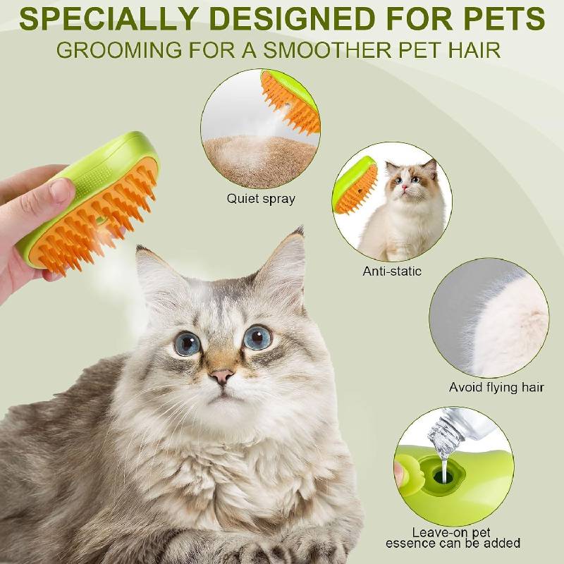 Brosse à Vapeur QC-06 3 en 1 pour Chats & Chiens - Jaune - Image 2
