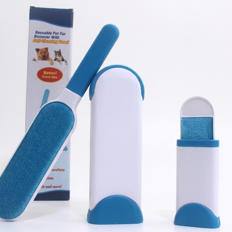 Brosse anti-poils portable Pour Chat Et Chien - Bleu et Blanc - Image 3