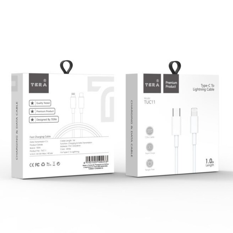 Câble De Charge en PVC TERA type C vers Lighting - Blanc - Image 3