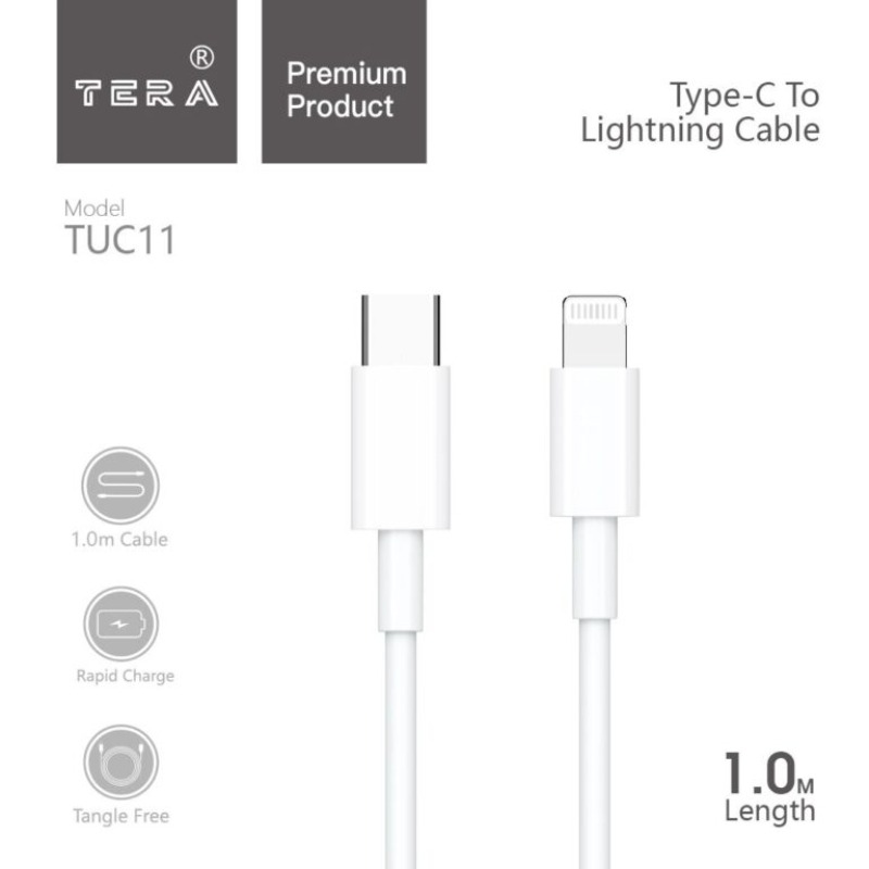 Câble De Charge en PVC TERA type C vers Lighting - Blanc - Image 2
