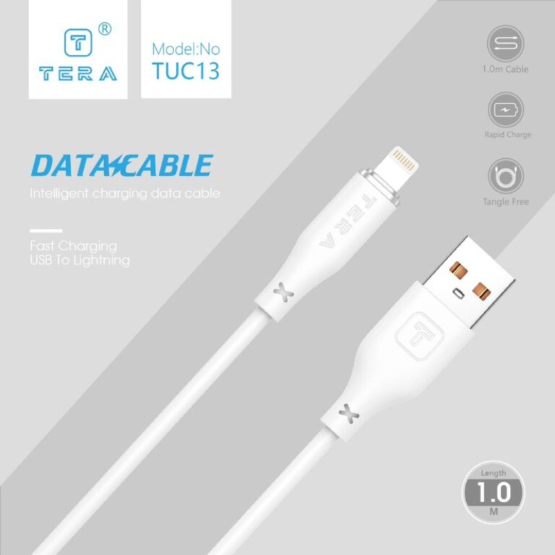 Câble De Charge en Silicone TERA type A vers Lighting - Blanc - Image 2