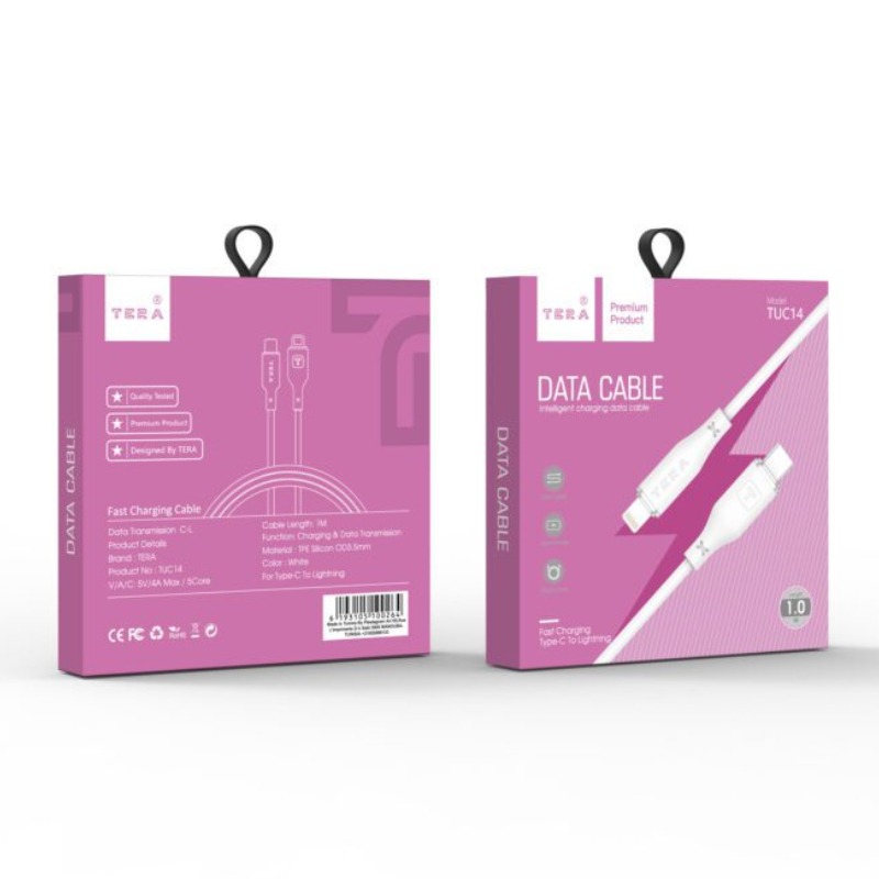 Câble De Charge en Silicone TERA type C vers Lighting - Blanc - Image 3