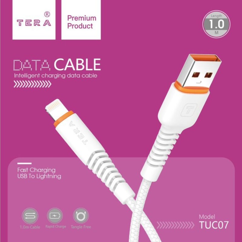 Câble De Charge imprimé en PVC TERA type A vers Lighting - Blanc - Image 2